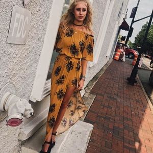 Yellow maxi two piece set